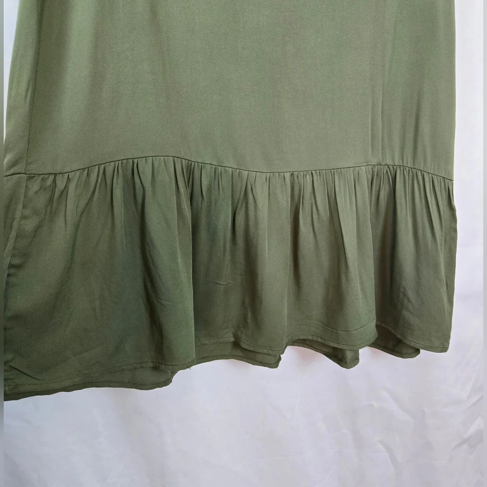 Crazy 8 Girls Olive Green Short Sleeve Ruffle Hem Boho Summer Dress XL 14/16 New